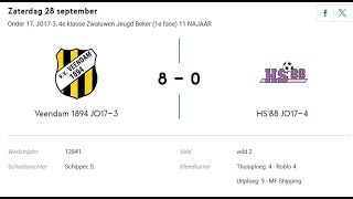 Voetbalwedstrijd 28092024 Veendam1894 JO1703 tegen HS88 JO1704 [upl. by Airtemak]