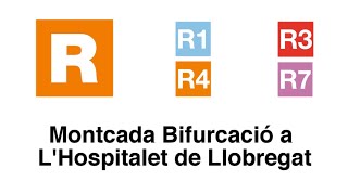 Rodalies estación a estación Montcada Bifurcació a LHospitalet R1 R3 R4 R7 [upl. by Ahsekad]