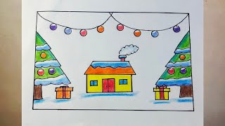 Christmas Drawing ideas 🤩  Christmas Trees Drawing and Colouring 🥰🎄 [upl. by Grefe952]