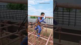 Building Construction Site Labour Accident shorts 3danimation [upl. by Arikehs]