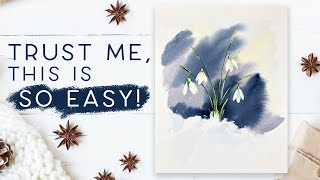 Easy Watercolour Snowdrops In The Snow [upl. by Anot972]