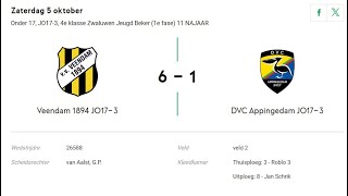 Voetbalwedstrijd 05102024 Veendam1894 JO1703 tegen Appingedam JO173 [upl. by Lewej]