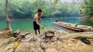 Pescando y cocinando con arpón y atarraya en hermoso rio pupos guapotes tilapias [upl. by Sudderth489]