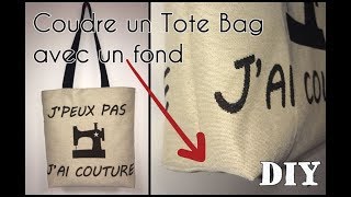 Tote Bag avec Fond et avec 2 carrés de Tissu ou Jacquard Tutoriel Couture Facile Débutant [upl. by Ydoj]