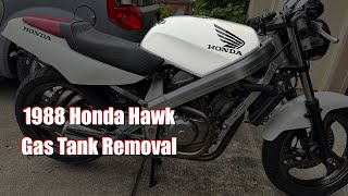 1988 Honda Hawk GT Gas Tank Removal [upl. by Nameerf]