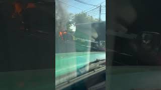 🔥🔥🔥 on frelinghuysen Ave in Elizabeth Not sure of the cause but yall be safe out here trucker [upl. by Icyac]