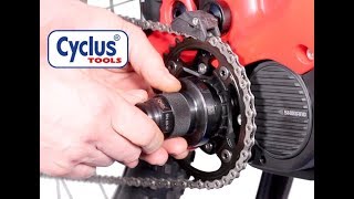 CYCLUS TOOLS® Shimano Steps 8000 EMotor Verschlussmutter Demontage  Montage [upl. by Coke]