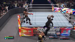 One on Two Tag Fight WWE 2K24 The Tribal Chief vs Santos Escobar and Bad Bunny Smackdown [upl. by Akselaw]