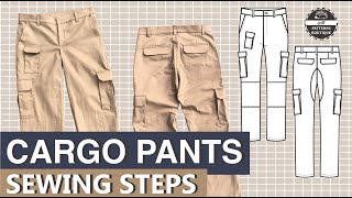 CARGO Pants for Men DIY  Complete Sewing Steps  PDF Patterns Boutique Sew Along [upl. by Oigimer204]