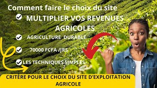 COMMENT FAIRE LE CHOIX DU SITE DEXPLOITATION 03 TECHNIQUES SIMPLES [upl. by Gemini]