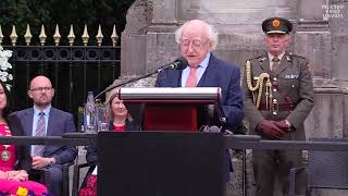 Speech by President Higgins Unveiling a Plaque in Glaslough Co Monaghan Winner of Tidy Towns 2019 [upl. by Wimsatt213]