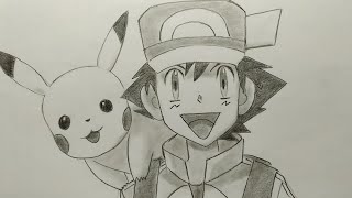 HOW TO DRAW ASH AND PIKACHU  STEP BY STEP DRAW [upl. by Gio]