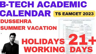 JNTUH BTECH 1ST YEAR SEM 1 SEM 2 ACADEMIC CALENDARBTECH ACADEMIC CALENDARjntuh jntuhupdates [upl. by Lleinnad]