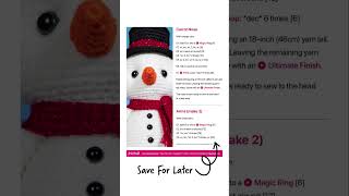 Free Snowman Crochet Pattern crochet crochetpattern amigurumi christmascrafts [upl. by Edorej]