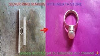 Pearl Stone Ring Making  How to make silver jewellery [upl. by Chafee]