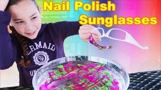 DIY Nail Polish Sunglasses Haschak Sisters [upl. by Ttocserp461]