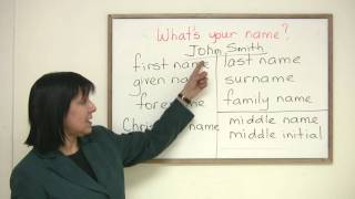 English Vocabulary  First name Given name Forename Whats your name [upl. by Laval]