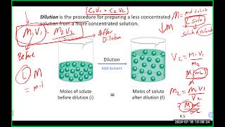 Chem 200A Lecture 71824 Part 2 molarity dilution solution stoichiometry [upl. by Bander]