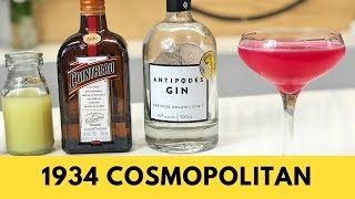 1934 Cosmopolitan Cocktail Recipe  Gin amp Raspberry Syrup [upl. by Tenaj]