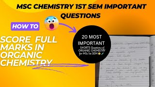 MSC CHEMISTRY IMPORTANT QUESTIONS ORGANIC CHEMISTRY MSc 1ST SEM IMPORTANT QUESTIONS [upl. by Nesyaj]