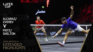 AlcarazZverev v FritzShelton Extended Highlights  Laver Cup 2024 Match 4 [upl. by Ahsiemal477]