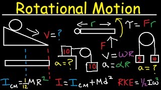 Torque Moment of Inertia Rotational Kinetic Energy Pulley Incline Angular Acceleration Physics [upl. by Anyl]