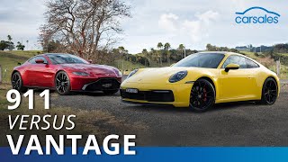 2019 Aston Martin Vantage v Porsche 911 Comparison Test carsales [upl. by Ennaillij744]