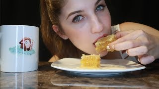 ASMR Eating Raw HoneyComb  Sticky Satisfying Mouth Sounds [upl. by Elston]