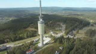 Tryvannstårnet Norway from the air with POI watch in 4k [upl. by Arrol]