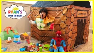 Pretend Play Food Toy Camping amp Fishing Fun Activities for Kids Cooking Kinder Egg Surprise Toys [upl. by Egroeg]