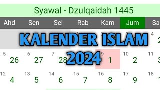 Kalender Islam  Hijriyah  Tahun 2024 M [upl. by Broderic]