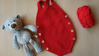 SUPER EASY nosew knitted romper for BEGINNERS 018 months [upl. by Huber775]