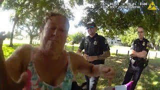 Crazy Lady Punches Cop After Being Told to Move Shopping Cart [upl. by Aig]