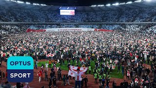 SCENES Georgia fans storm pitch after qualifying for first tournament and knocking out Greece 🇬🇪 [upl. by Annorah]