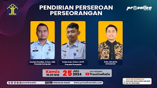 🔴 LIVE  quotPendirian Perseroan Peroranganquot Talkshow Kanwil Kemenkumham Jatim di Prosalina FM [upl. by Ojillek874]