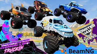 Monster Jam INSANE Racing and Crashes 2  BeamNG Drive  Steel Titans [upl. by Engelbert]