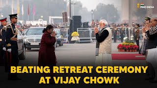 Prime Minister Narendra Modi attends Beating Retreat Ceremony at Vijay Chowk [upl. by Wilie]