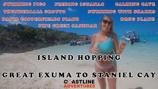 Island Hopping the Exumas Great Exuma to Staniel Cay Bahamas Coastline Adventures [upl. by Aisnetroh852]