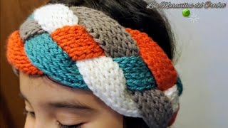 🌈 DIADEMA tejida a CROCHET Trenzada combina tus sobrantes LasMaravillasdelCrochet [upl. by Sirrah]