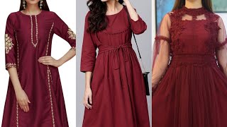 Maroon Colour Kurti DesignsMaroon Suit DesignsMaroon Dress DesignsMaroon Dresses Designs [upl. by Eignav]