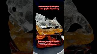 Our new clear quartz with golden healer fengshui dragon carving crystal fengshui dragon [upl. by Crist]