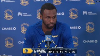 “We got the deepest team in the league”  Andrew Wiggins on Warriors past Blazers in season opener [upl. by Celestina]