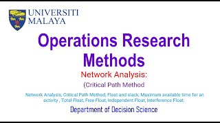 Network Analysis Critical Path Method Float [upl. by Kcinimod]