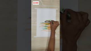 Easy Landscape with oil pastel colour landscape oilpastel easy short shortsfeed youtubeshorts [upl. by Kerwon]