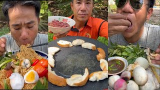 ASMR VANLONG VLOGS EATING SHOW yummy food mukbang ngontinhhay yellownoodlesoup babyeggs [upl. by Nolahs903]