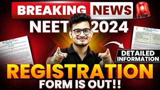 NEET 2024 NTA LATEST UPDATE 🚨 NEET Registration Application Form OUT 🚀 NEET2024 [upl. by Bogoch166]