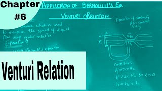 Venturi Relation application of Bernoullis equation class 11 physics [upl. by Anisor]