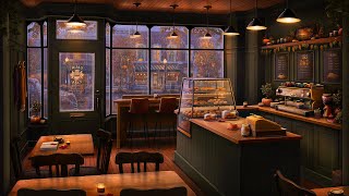 Fall Morning Coffee Shop Ambience with Relaxing Jazz and Rain Sounds [upl. by Chico]