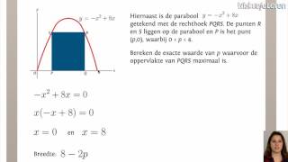 Afgeleide Optimaliseren oppervlakte bij grafiek  Wiskunjeleren [upl. by Eiramnaej]