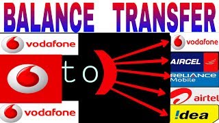 Vodafone balance transfer in any SIM VODAFONE to ideaAirtel Vodafone Reliance Aircel [upl. by Zoubek]